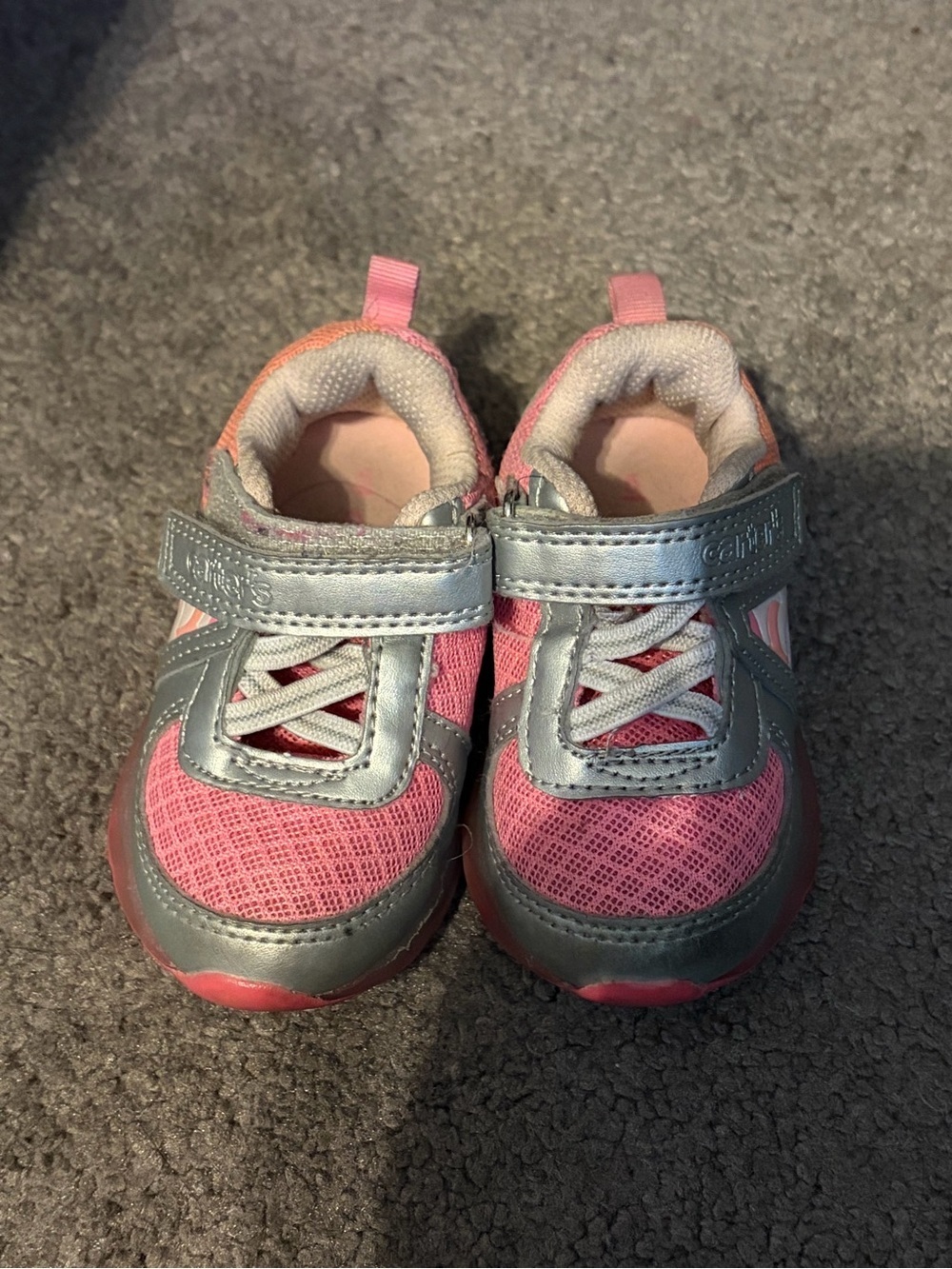 Baby Pink and Silver Athletic light up Sneakers
